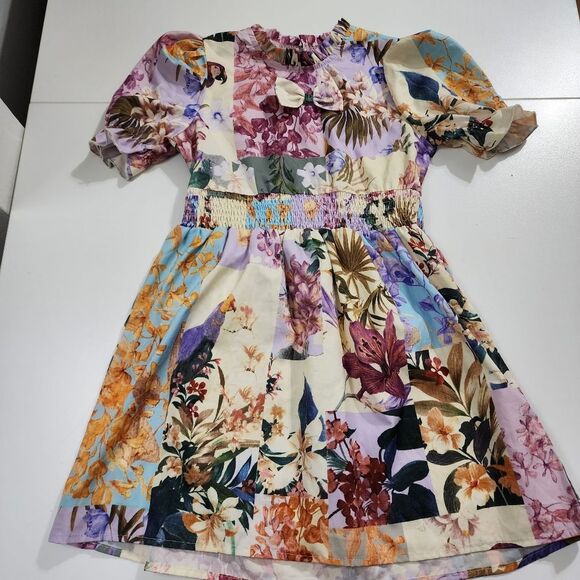 Girls Jungle Parrots Floral Colorful Polyester Lightweight Dress Size 6 - Picture 1 of 12